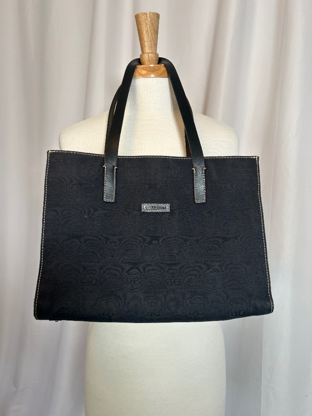 DOONEY & BOURKE BLACK EASTWEST CANVAS TOTE BAG